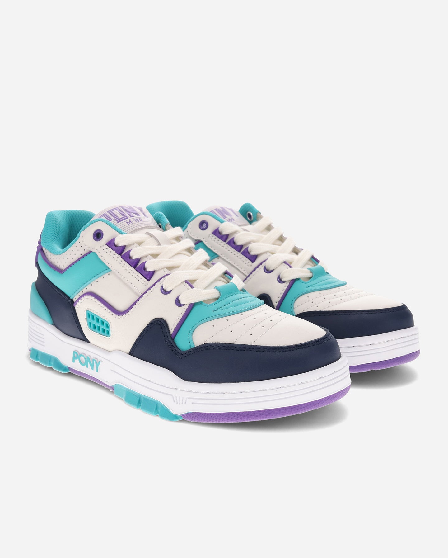 M-100 in navy/white/purple/teal – (front side/unisex