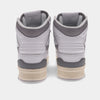 PONY M-100 Grey High tops back shot featuring inner tongue with message "WHEN SPORTS ARE MORE THAN JUST A GAME" shown on inside.