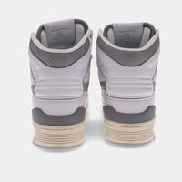 PONY M-100 Grey High tops back shot featuring inner tongue with message "WHEN SPORTS ARE MORE THAN JUST A GAME" shown on inside.